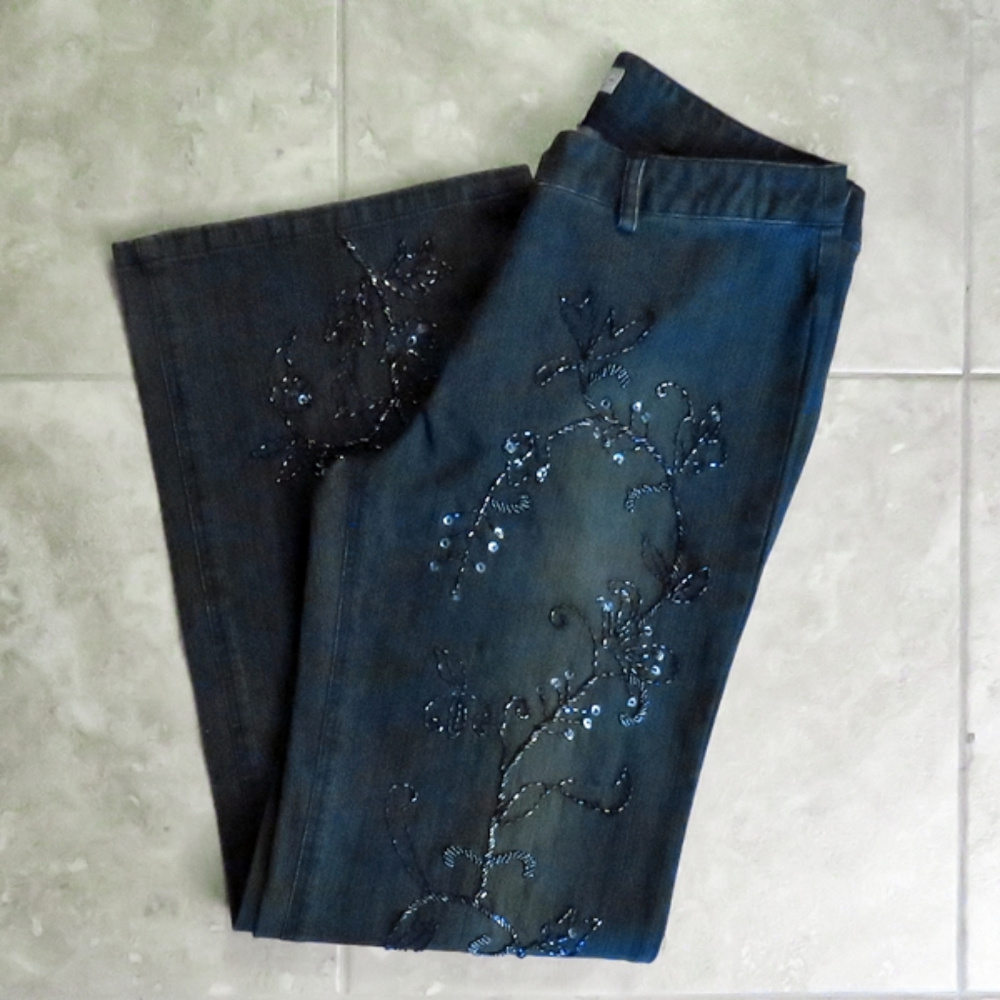 Sequined & Beaded J MARCO Denim Pants Jeans - Sz 4 - Picture 4 of 5